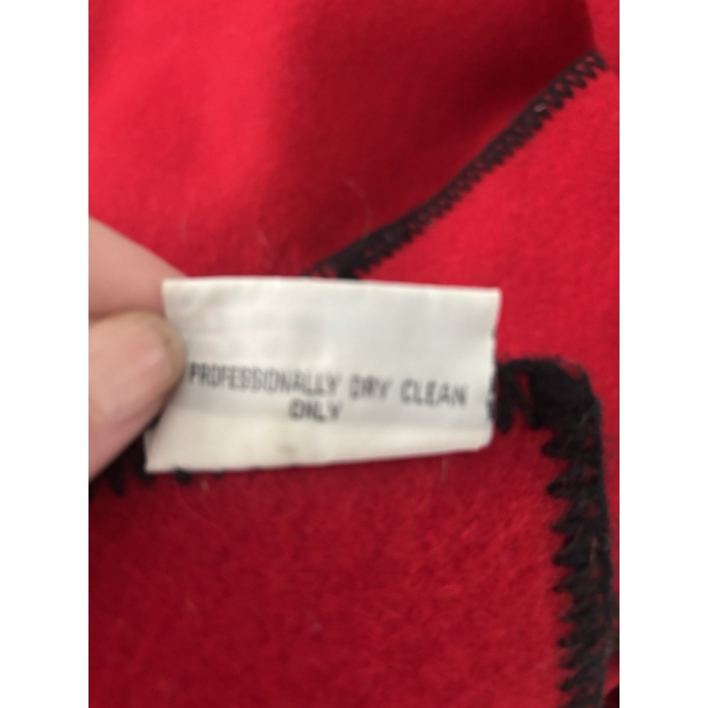 Red And Black Stripe Wool Blanket 53x67"Vintage - Picture 2 of 6